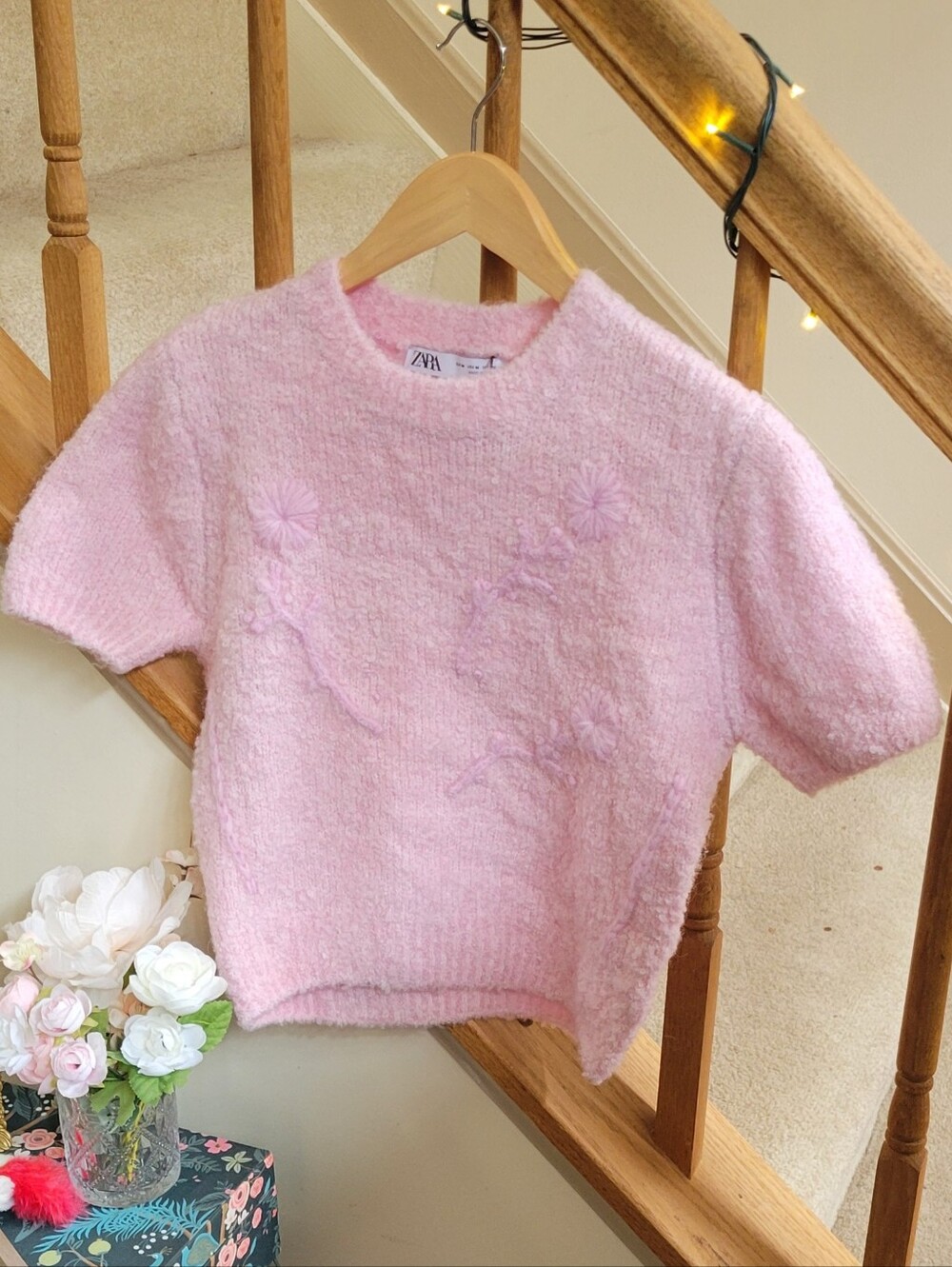 Zara Embroidered Woll Crop Sweater